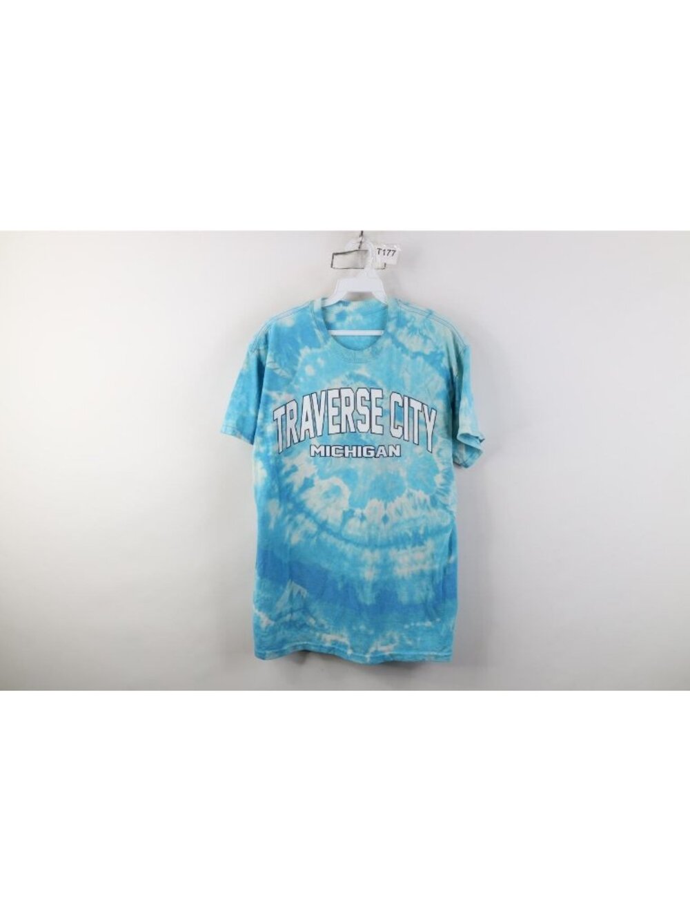 Vintage 90s Y2K Mens Medium Spell Out Acid Wash Traverse City Michigan T-Shirt